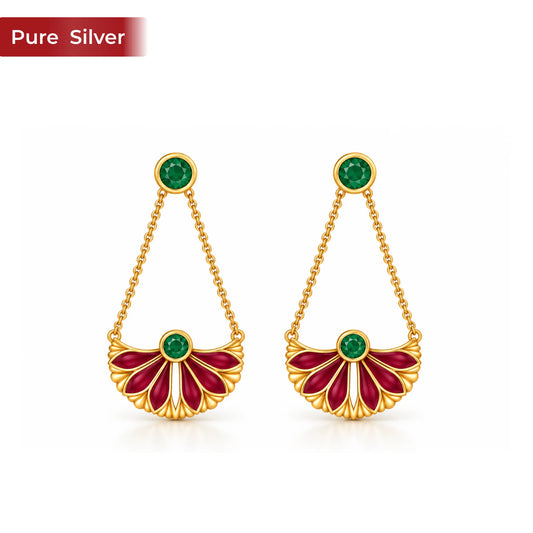 Roovi Gulnaar 925 Silver Long Drop Earrings for Women