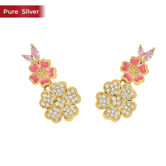 Roovi Bloom Babe Flora 925 Silver Earrings for Women