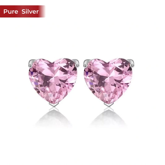 Roovi 925 Sterling Silver Heart Stud Earrings for Women | American Diamond Lightweight Minimal Daily Wear
