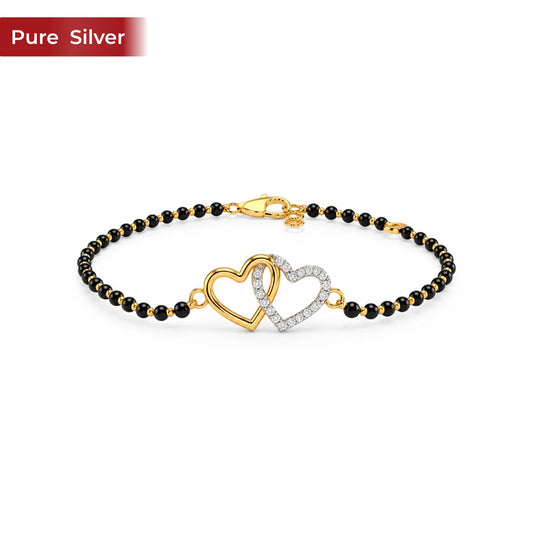 Roovi Heart to Heart 925 Sterling Silver Mangalsutra Bracelet