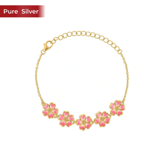 Roovi Sweet Sakura Floral Bracelet in 925 Sterling Silver