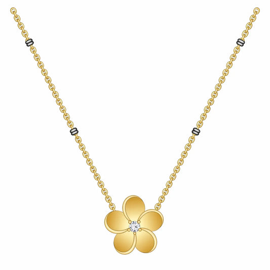 Roovi 925 Silver Gold Plated Flora Lab Grown Diamond Mangalsutra For Women