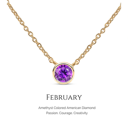 Roovi 925 Silver Birthstone Necklace with American Diamond I Gift For Women & Girls