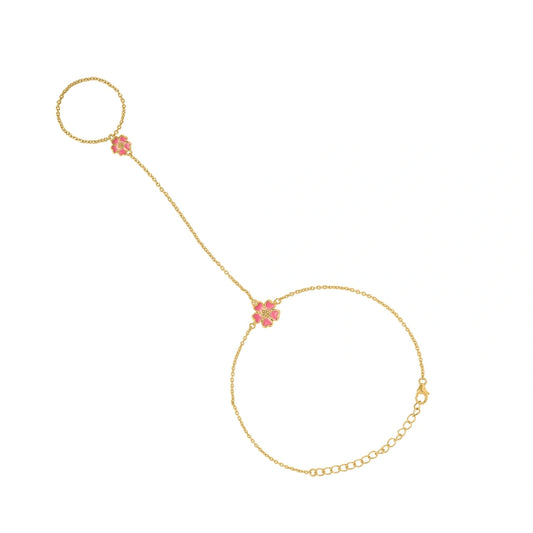 Pink Mist Flora Hathphool in 925 Silver with 22kt Gold Plated
