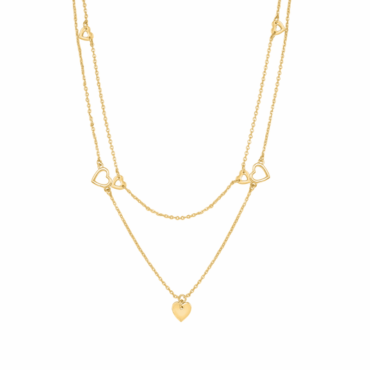 Roovi 925 Sterling Silver Multi Layer Heart Necklace for Women | Minimal Necklace