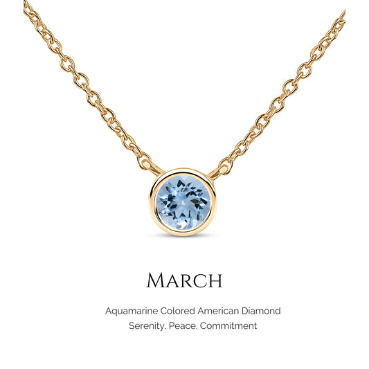 Roovi 925 Silver Birthstone Necklace with American Diamond I Gift For Women & Girls