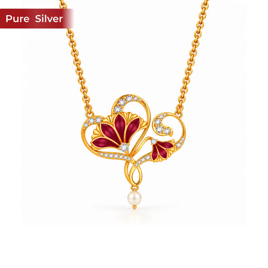 Roovi Naaz Floral 22kt Gold Plated Necklace in 925 Silver for Women & Girls