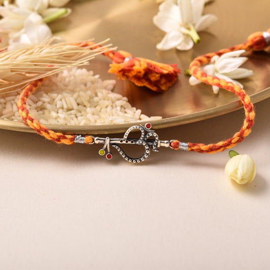 Roovi 925 Silver Omtrishul Rakhi for brother