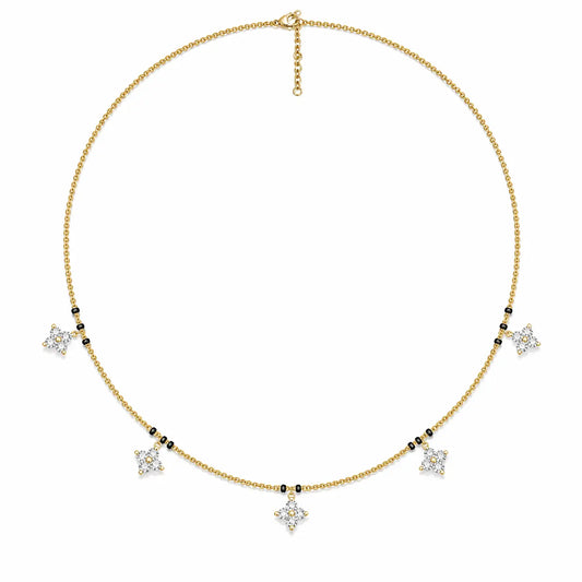 Roovi Pure 925 Sterling Silver Ziya Gold Vermeil Lab Grown Diamond Mangalsutra Foe Women