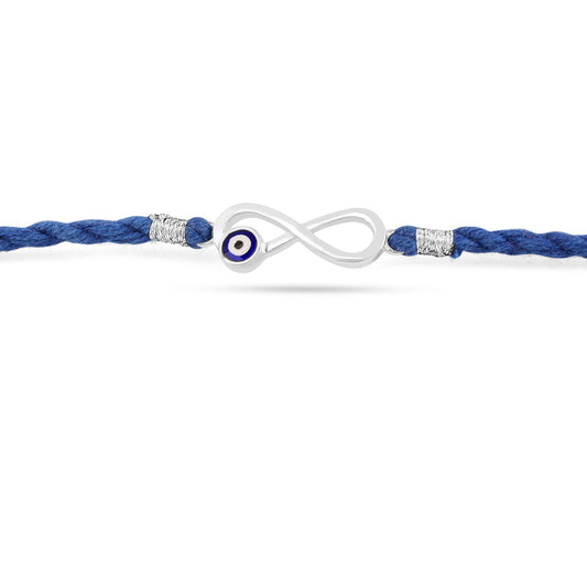 Roovi 925 Silver Evil Eye Infinity Rakhi For Brother