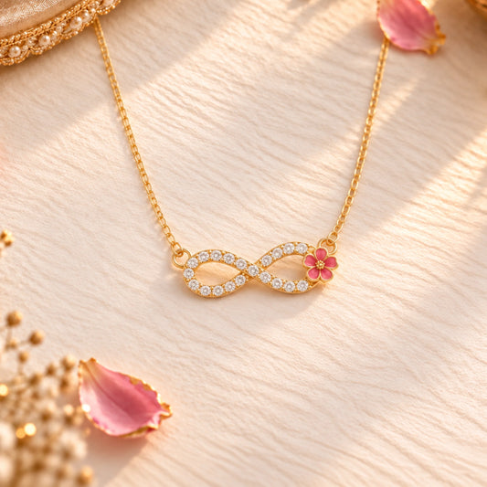 Roovi Infinity Flora 925 Sterling Silver Gold Plated Necklace for Women