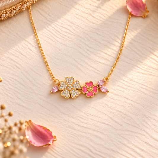 Roovi Bloom Babe Floral Necklace in 925 Silver