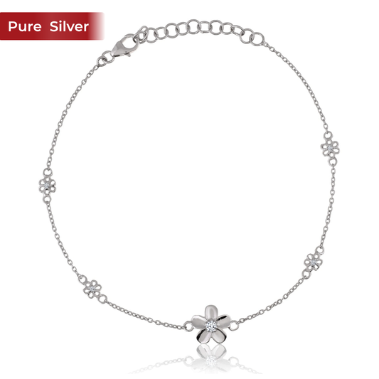 Roovi Floral Drama Silver Anklet in 925 Silver I 1 Piece I Chandi ki Payal