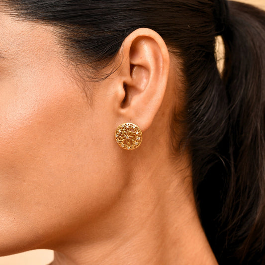 Roovi Sun Kissed Flower 925 Silver Earrings with 22kt Gold Plating