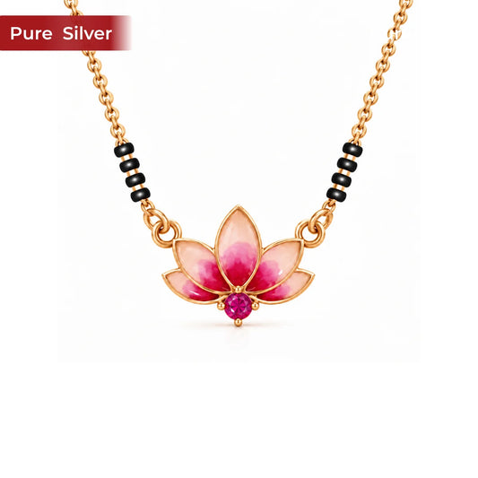 Roovi Lotus 925 Sterling Silver Mangalsutra for Women