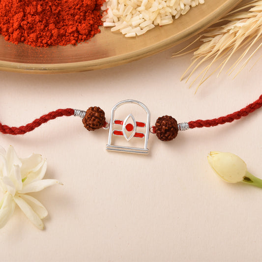 Roovi 925 Silver Trinetra Shiva Rakhi For Brother