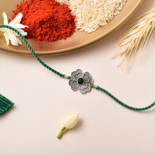 Roovi 925 Silver Lucky Leaf Rakhi For Brother