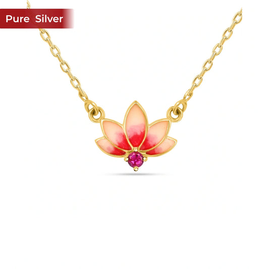Roovi Lotus Aura 925 Silver Necklace for Women