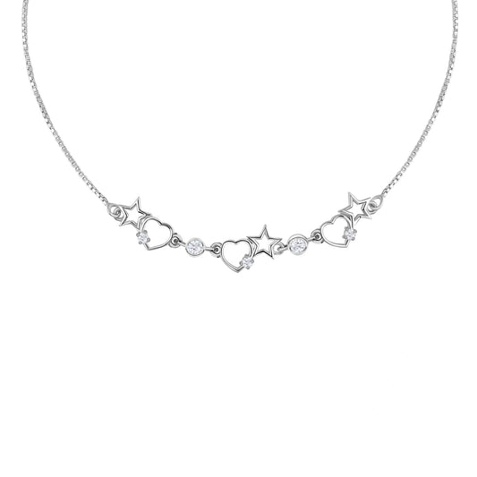 Linked My Heart & Star to You 925 Silver Anklet for Women I 2 Pc