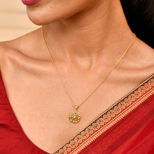 Roovi Sun Kissed Flower 925 Silver Necklace with 22kt Gold Plating