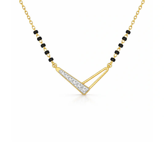 Roovi 925 Silver Veda Lab Grown Diamond Mangalsutra With Gold Vermeil