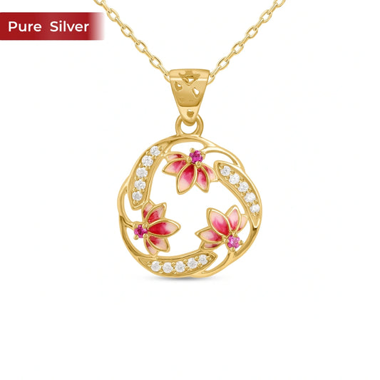 Roovi Lotus Bloom 925 Silver Pendant Necklace for Women