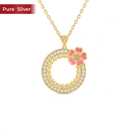 Roovi Flora Belle 925 Silver Pendant with 22kt Gold Plated Chain