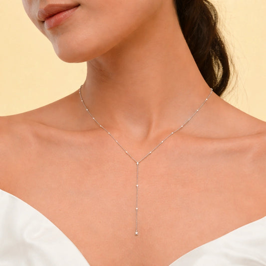 Opera Pearl Lariat Y-Necklace in Pure 925 Silver