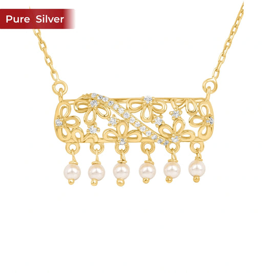 Roovi Meher Flora Necklace in 925 Sterling Silver | Minimal Necklace Gold