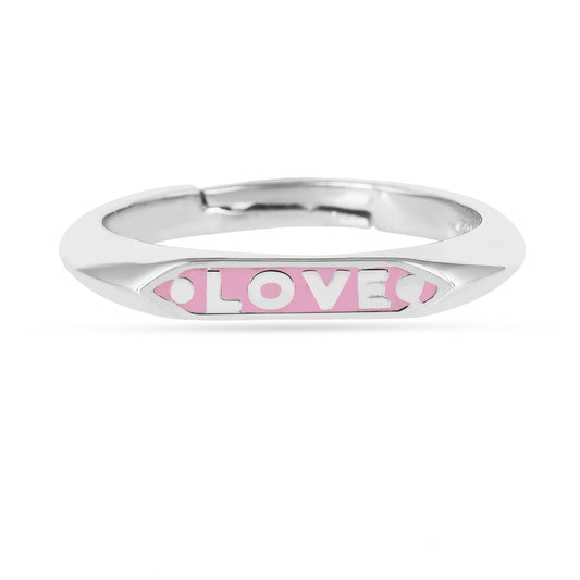 Love is Fun Heart Ring in 925 Silver with Enamel