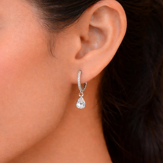 Essential Diamond Hoops in 925 Silver with American Diamond