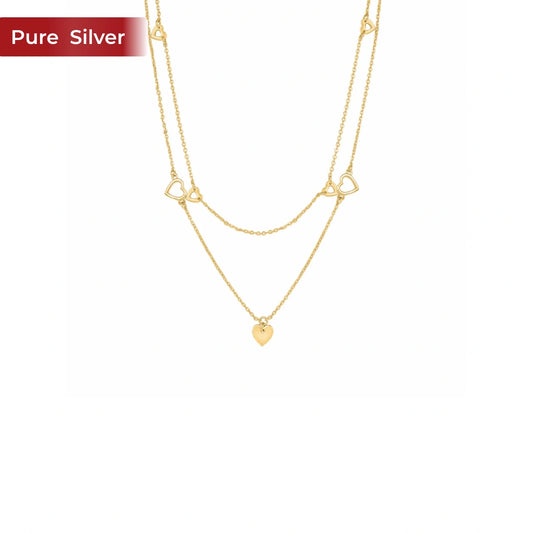 Roovi 925 Sterling Silver Multi Layer Heart Necklace for Women | Minimal Necklace
