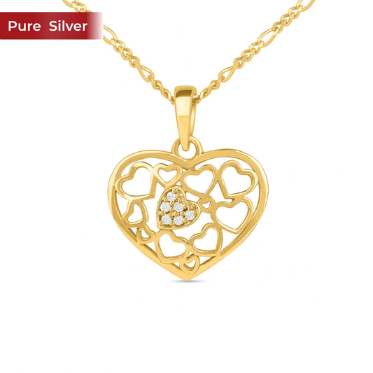 Roovi 925 Sterling Silver Occasion Wear Heart Gold Plating Necklace For Women