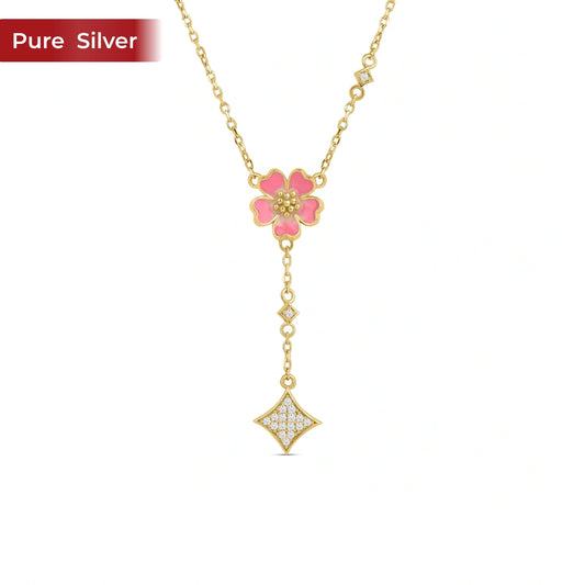 Roovi Mia Belle 925 Silver Flora Necklace with 22kt Gold Plating