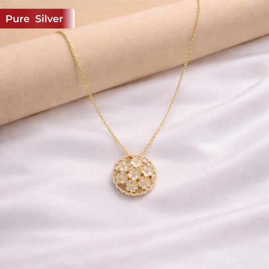 Roovi 925 Sterling Silver Flower AD Pendant for Women | Lightweight Minimal Party Wear Pendant