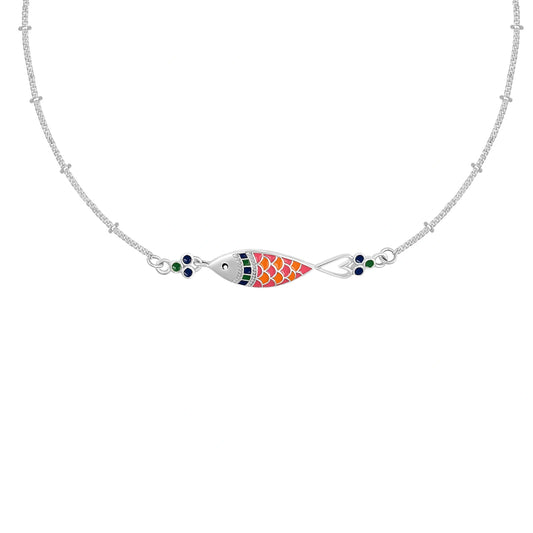 Madhubani Maach 925 Silver Anklet for Women I 2 Pc
