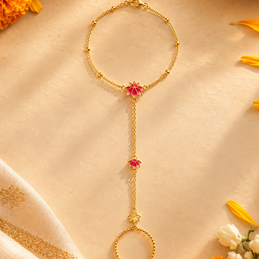 Roovi Lotus Glam Handchain in Pure 925 Sterling Silver (1 Pc)