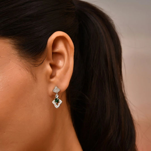 Roovi 925 Silver Soft Glow Emerald Earrings