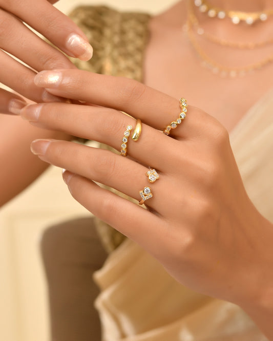 Saaz 925 Silver Stack Ring with 22kt Gold Plating (Set of 3)