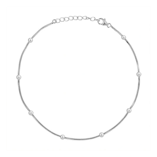 Roovi Italian Ball Chain 925 Silver Anklet for Women I 2 Pc I