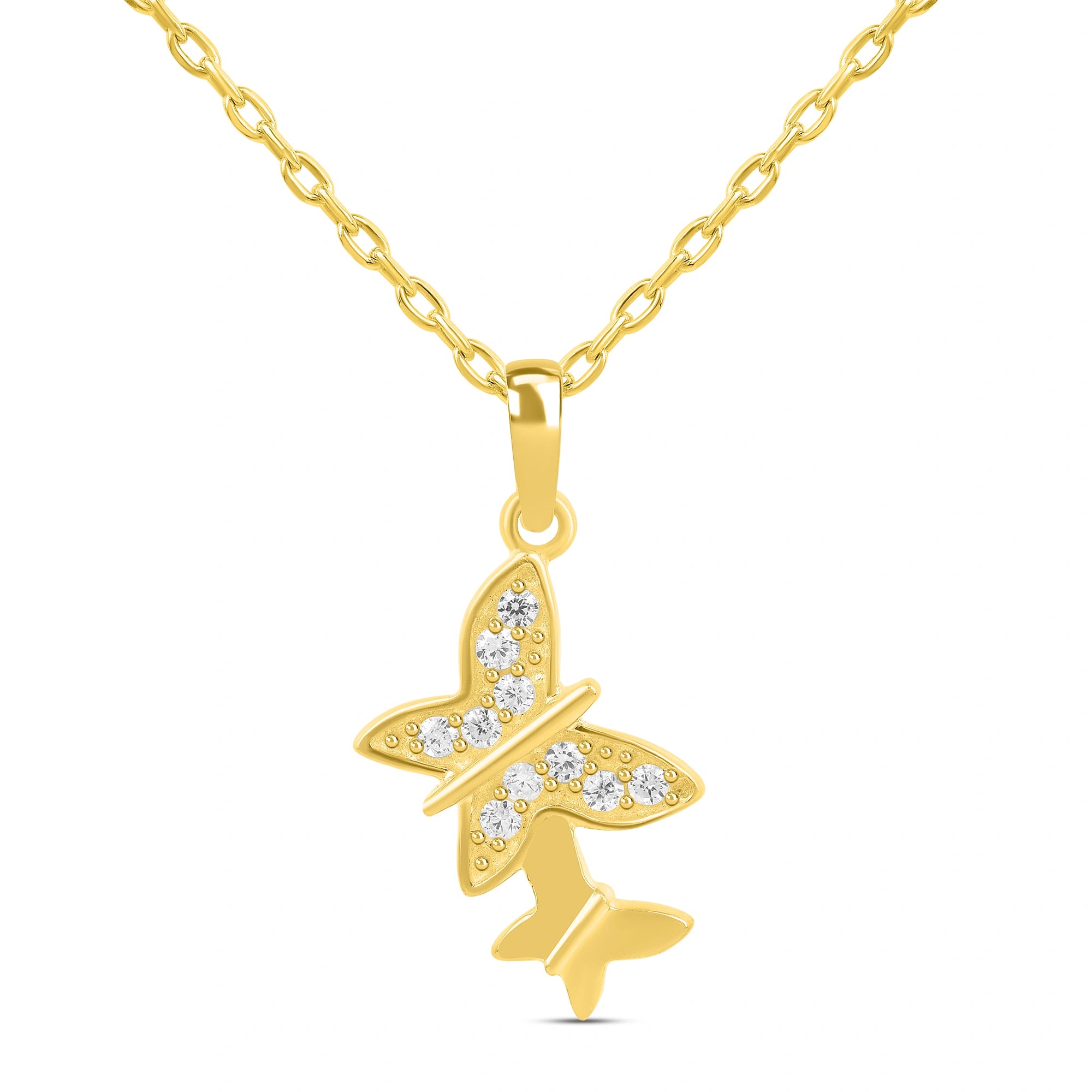 Roovi 925 Silver Butterfly Pendant Necklace with 22kt Gold Plated