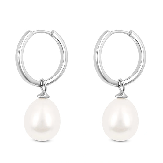 Roovi 2 in 1 Real Pearl Hoops in 925 Silver
