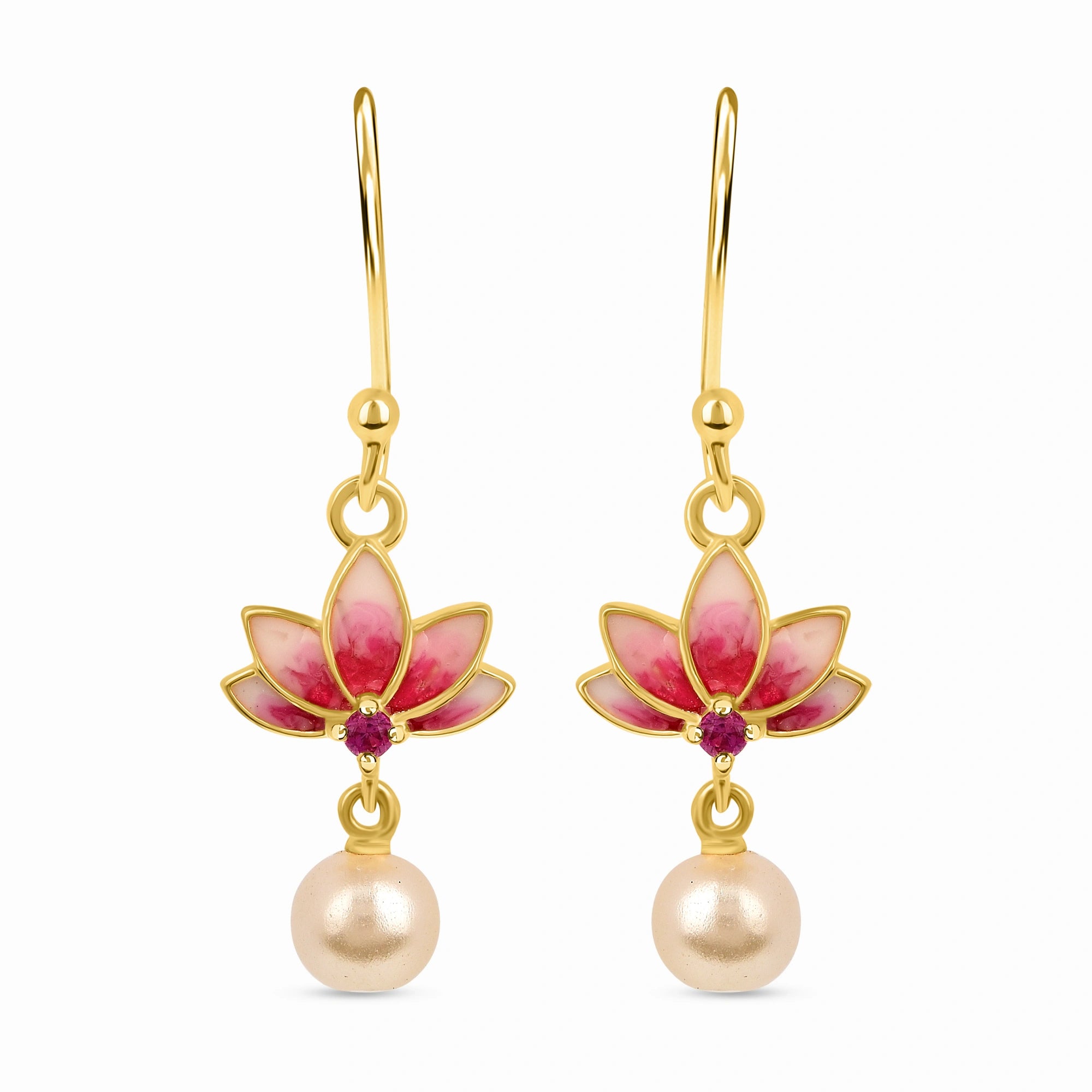 Lotus Grace 925 Silver Dangler Earrings with Meenakari