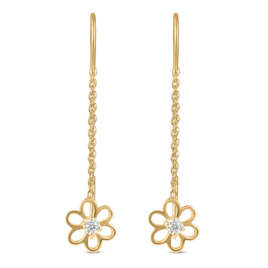 ROOVI DANITY FLOWER 925 SILVER SUI DHAAGA THREADER EARRINGS