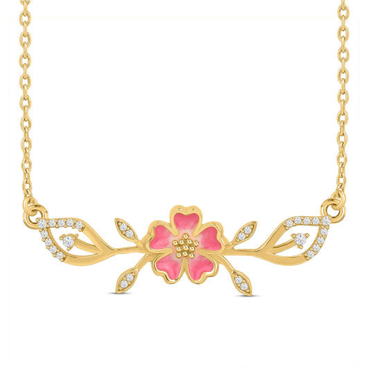 Sweet Blossom 925 Silver Flora Necklace with 22kt Gold Plating