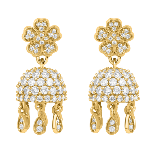 Desi Diva 925 Silver American Diamond Jhumkis for Party