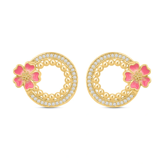 Rosy Dream 925 Silver Earring with Pink Enamel