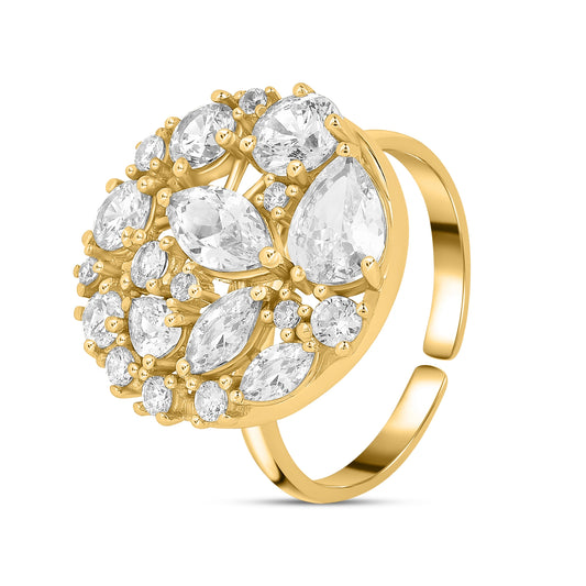 Myra Glam 925 Silver American Diamond Ring I Adjustable size I