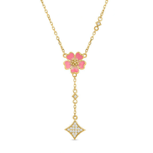 Roovi Mia Belle 925 Silver Flora Necklace with 22kt Gold Plating