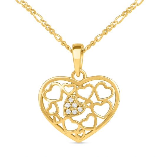 Heart In Heart 925 Silver Necklace with 22kt Gold Plating